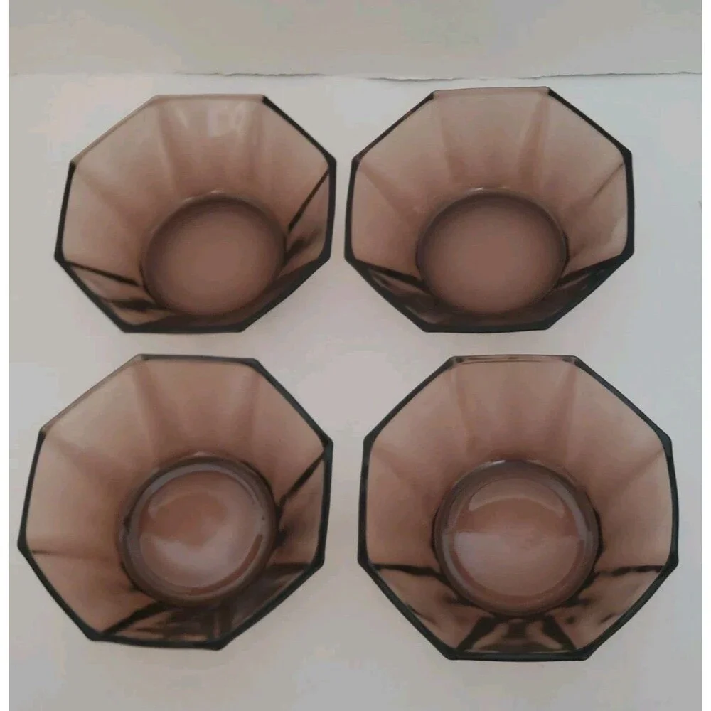 Hazel Atlas Moroccan Amethyst Bowls Octagon Small Berry Purple Dish Vtg Lot Of 4
